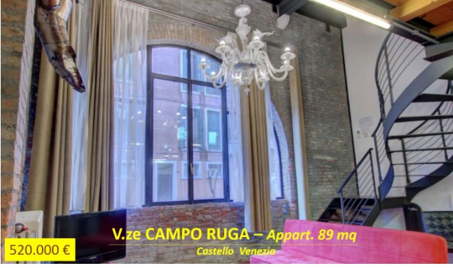 Venezia Campo Ruga loft stile industriale 89 mq 520000€