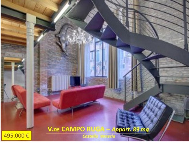 Venice Castello Campo Ruga loft in industrial style 89 sqm 520000€